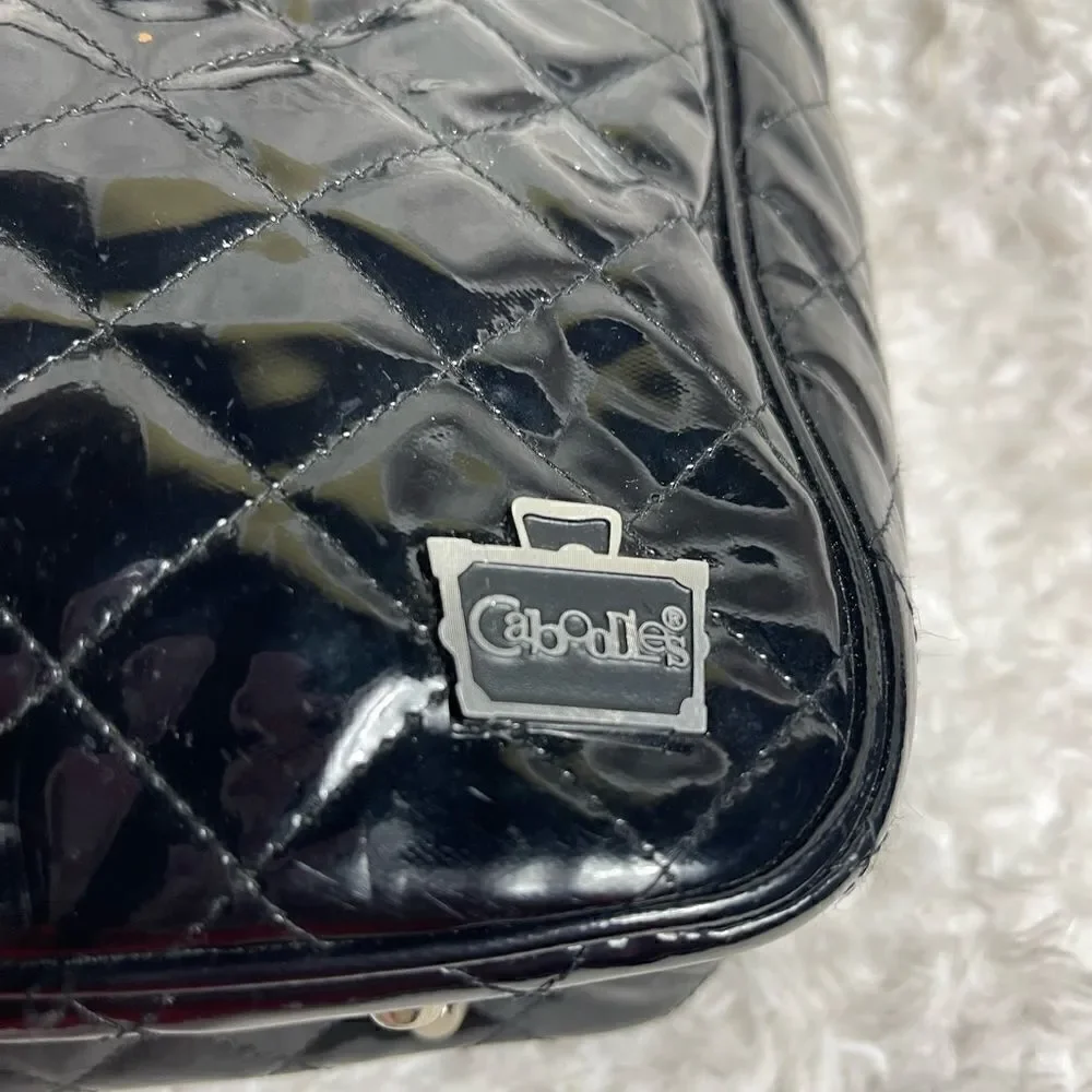 Caboodles Black Faux leather Patent Quilted Makeup Shoulder Bag.